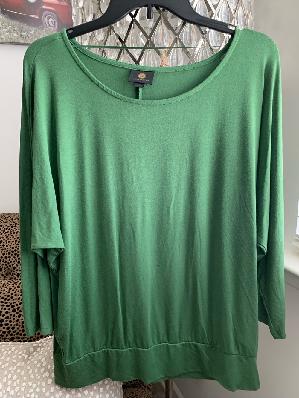 JM Collection Emerald Green Scoop Neck Pullover